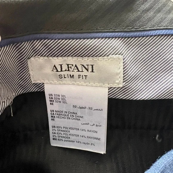 Alfani Men's Slim Fit Navy Checkered Dress Pants